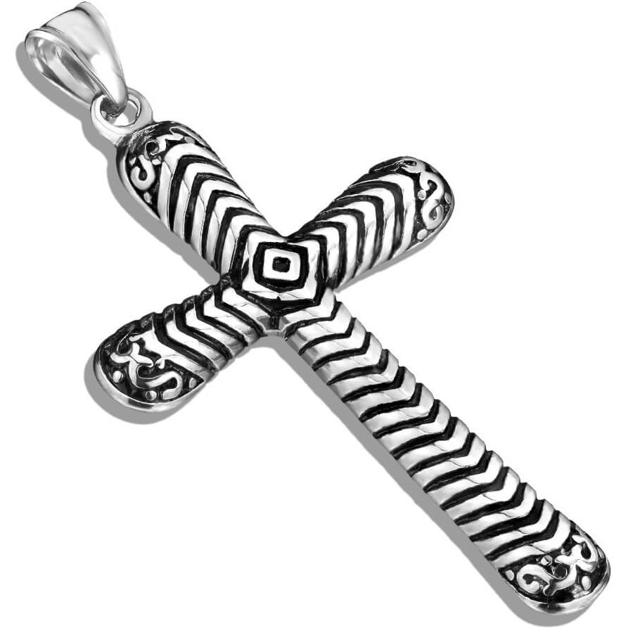 Collier 316L Pendentif Croix avec pointes filigranes
