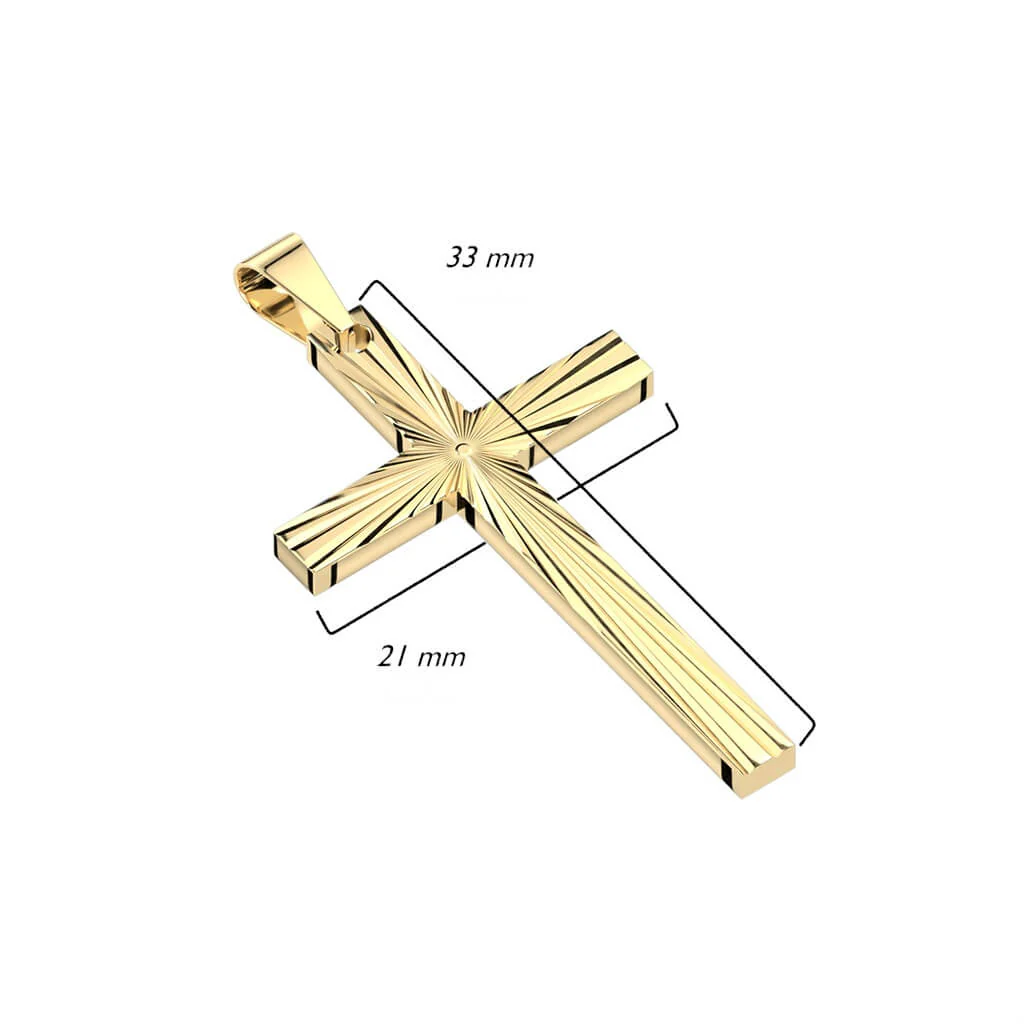 Collier 316L Pendentif Croix Étoile gravée - Image 2