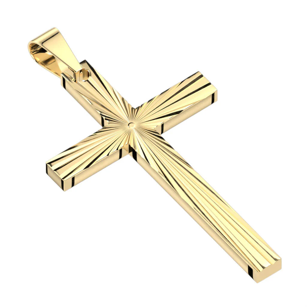 Collier 316L Pendentif Croix Étoile gravée - Image 3