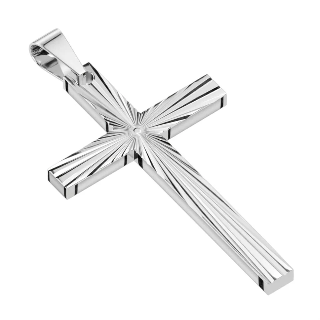 Collier 316L Pendentif Croix Étoile gravée - Image 4