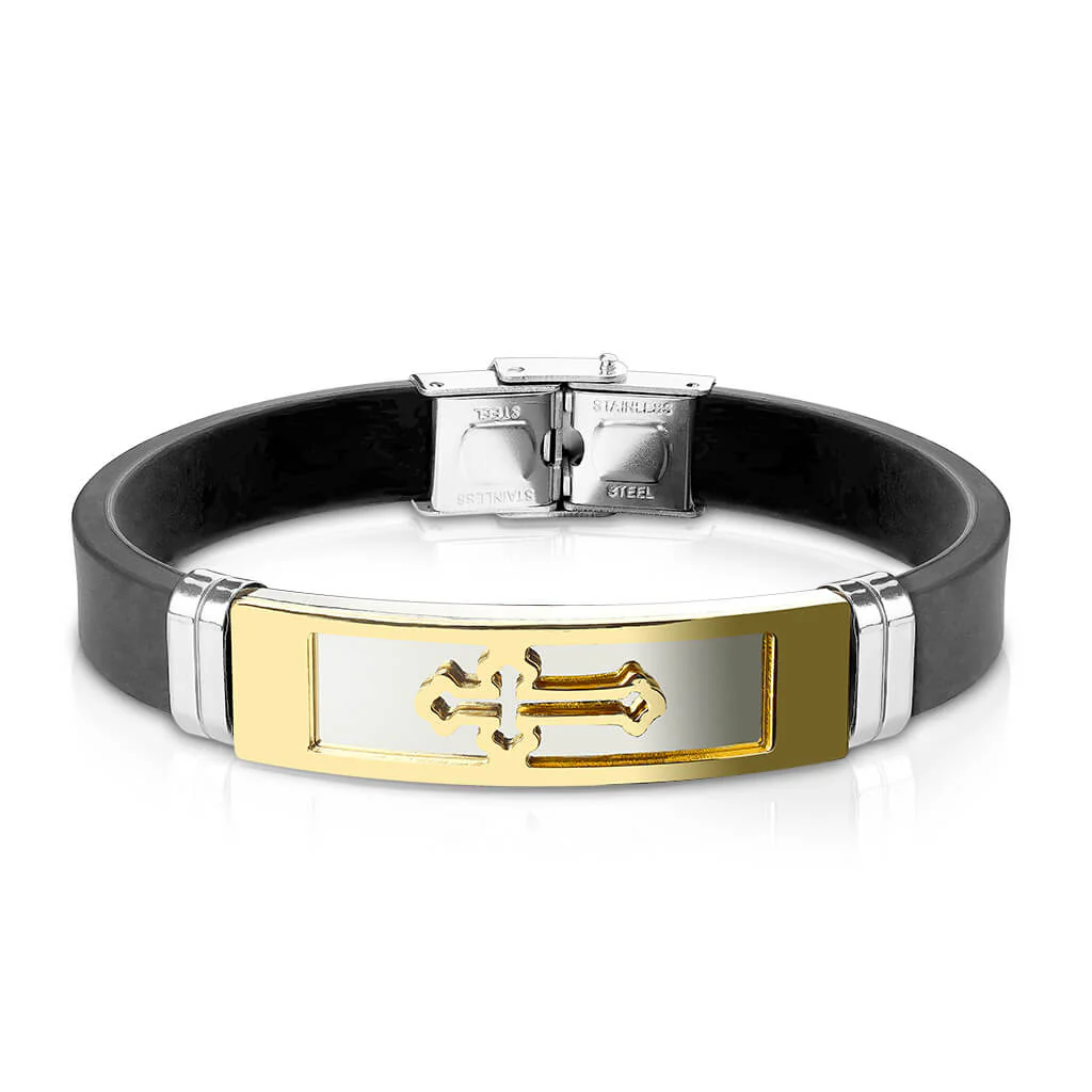 Bracelet Croix Noire Silicone - Image 2