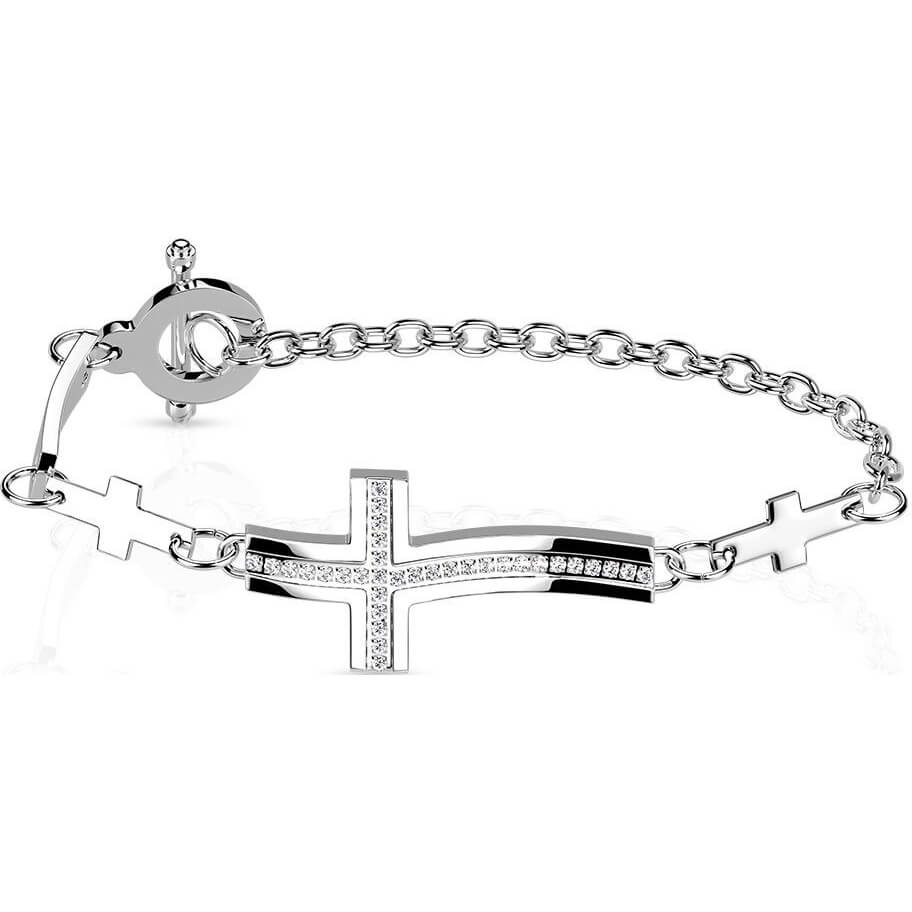Bracelet 316L Bracelet Croix Gemmée Petite Chaîne Fermoir T