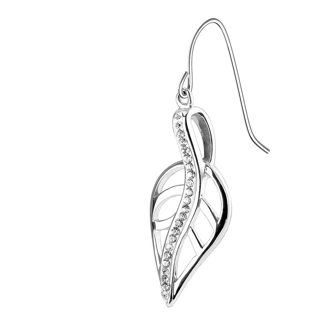 Boucle d'Oreille 316L Boucles d'Oreilles Crochet Feuille Lignée Zircone Cubique 1 Paire - Image 3
