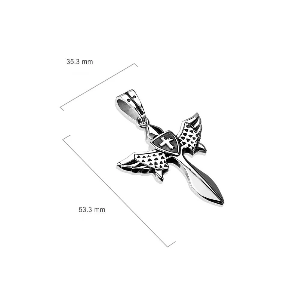 Collier Epée Aile Croix Argent - Image 2