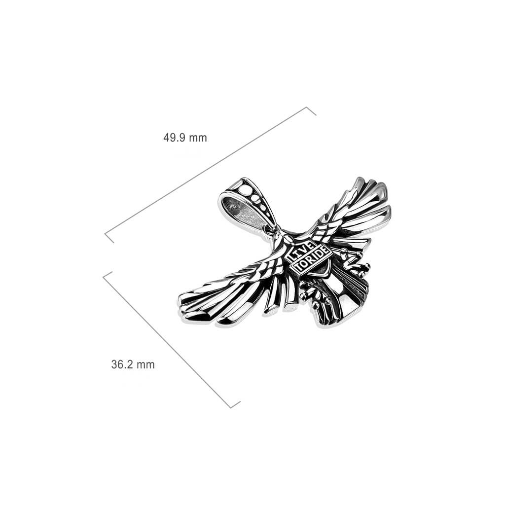 Collier Ailes d'Aigle LIVE TO RIDE Argent  - Image 2