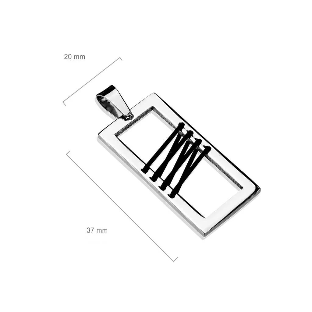 Collier Sangle Carré Cuir Argent - Image 2
