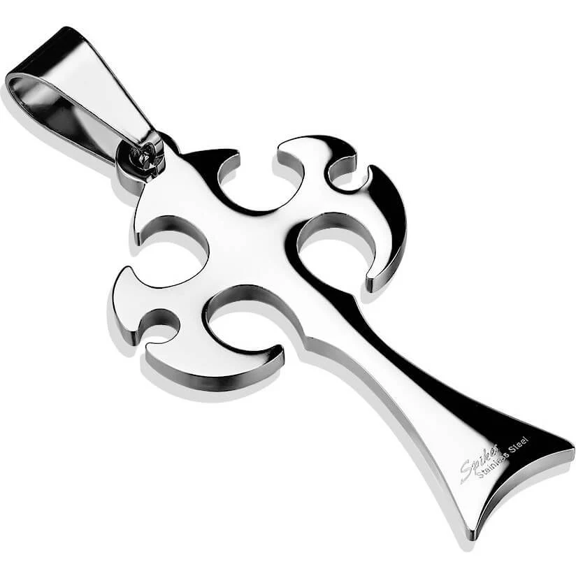 Collier 316L Pendentif Croix Gothique avec Pierre