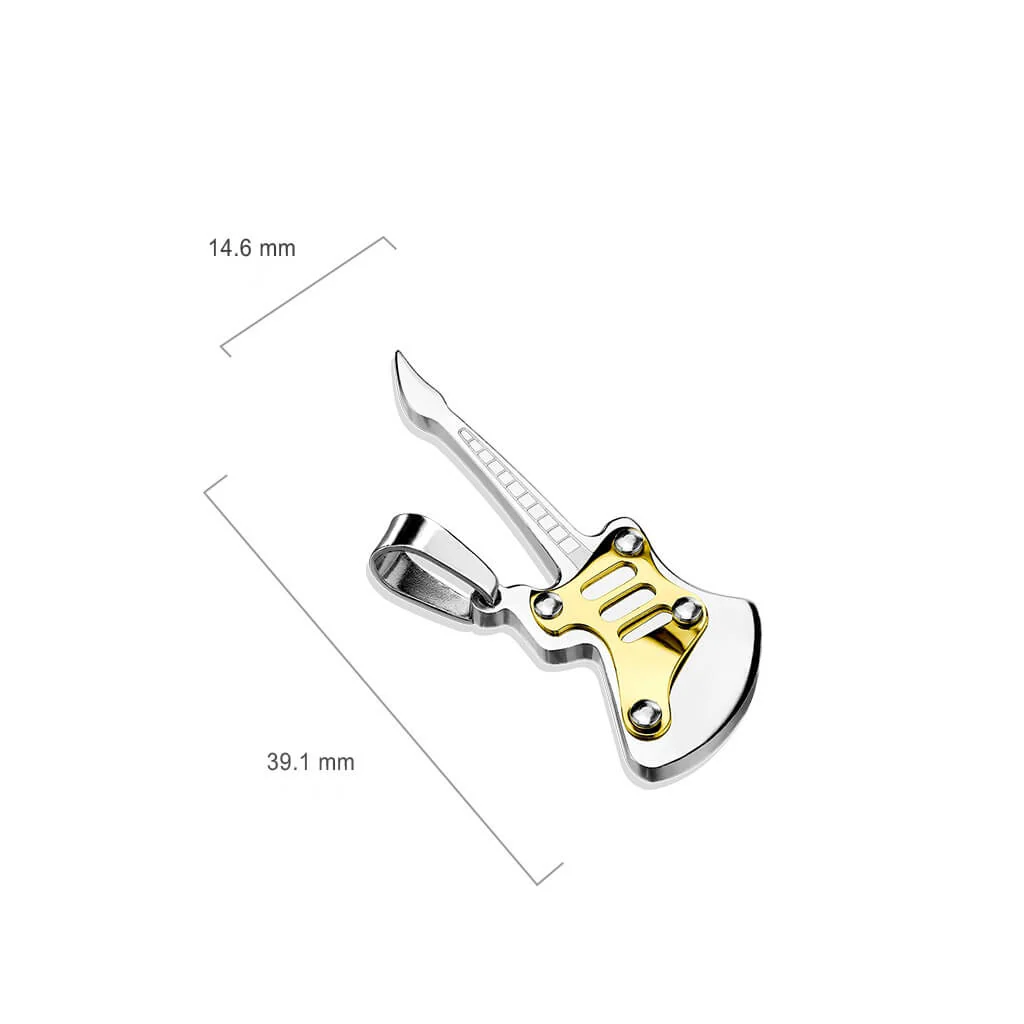Collier 316L Pendentif Guitare Plaqué Or - Image 2