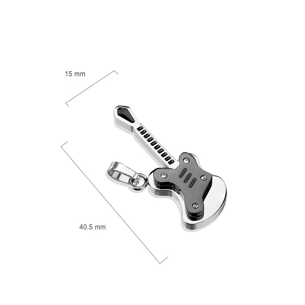 Collier Guitare Noire Argent - Image 2