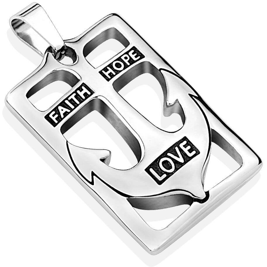 Collier 316L Pendentif Mots et Ancre