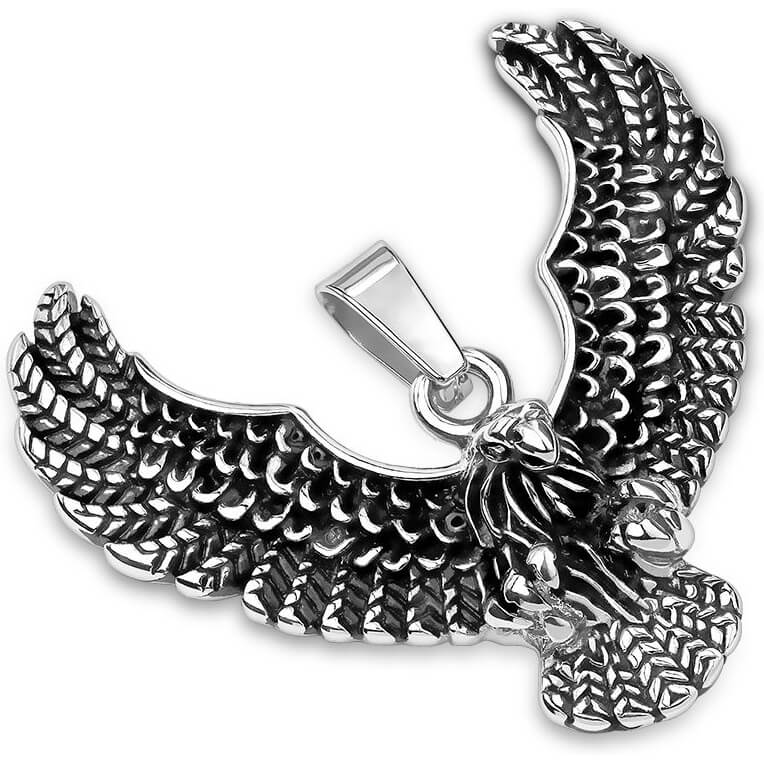 Collier 316L Pendentifs Aigle Volant Finition Brunie