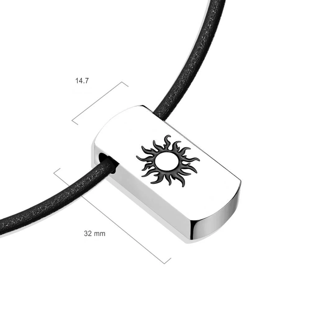 Collier 316L Collier Pendentif Plaque Soleil Ardent Biseauté IP Noir - Image 2