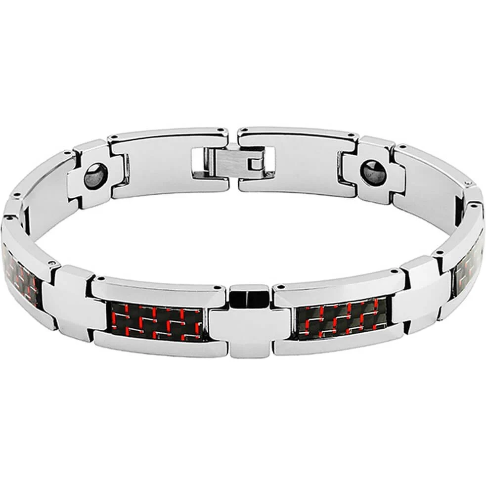Bracelet Bracelet Bandes de Fibre de Carbone Rouge et Noir Centre