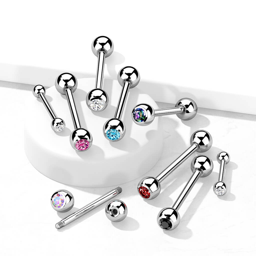 Titane Barre Bille Zircone Argent - Image 7