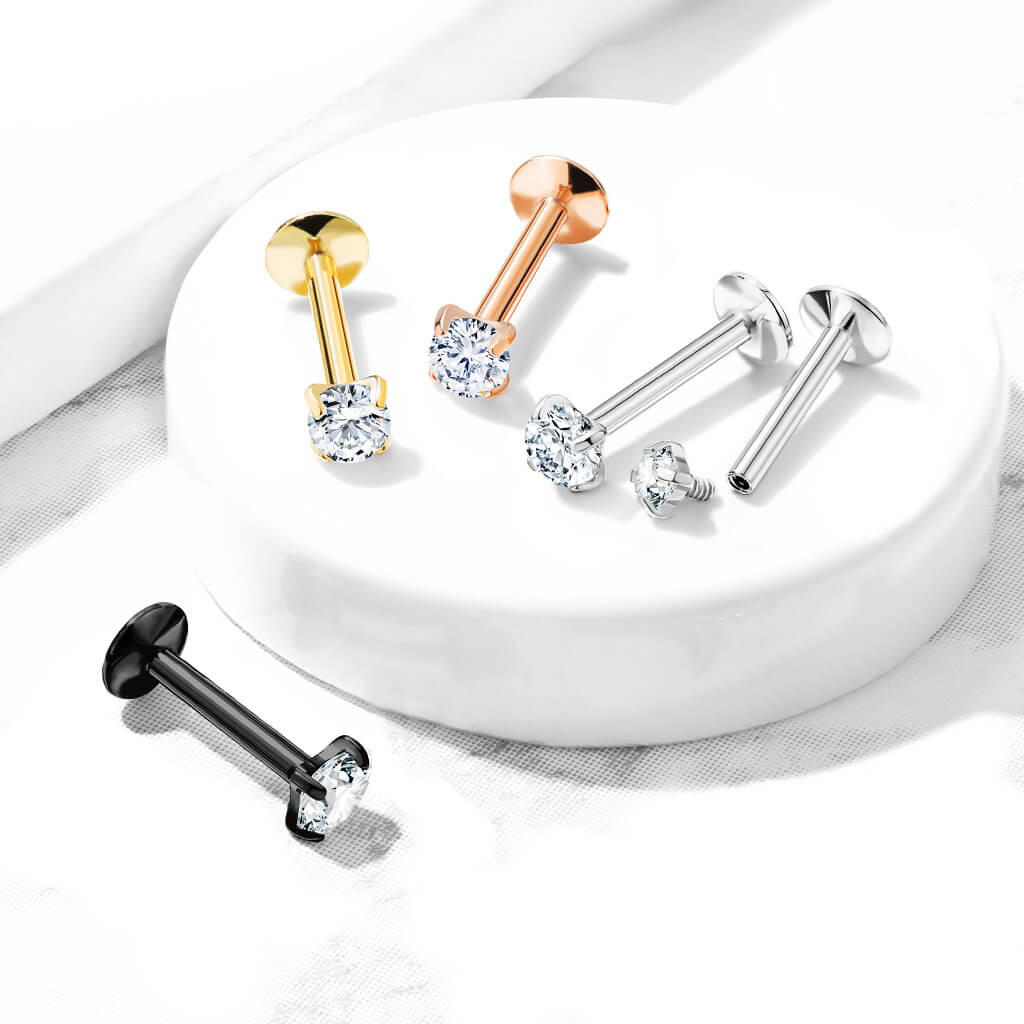 Titane Labret Zircone Ronde Filetage Interne - Image 5