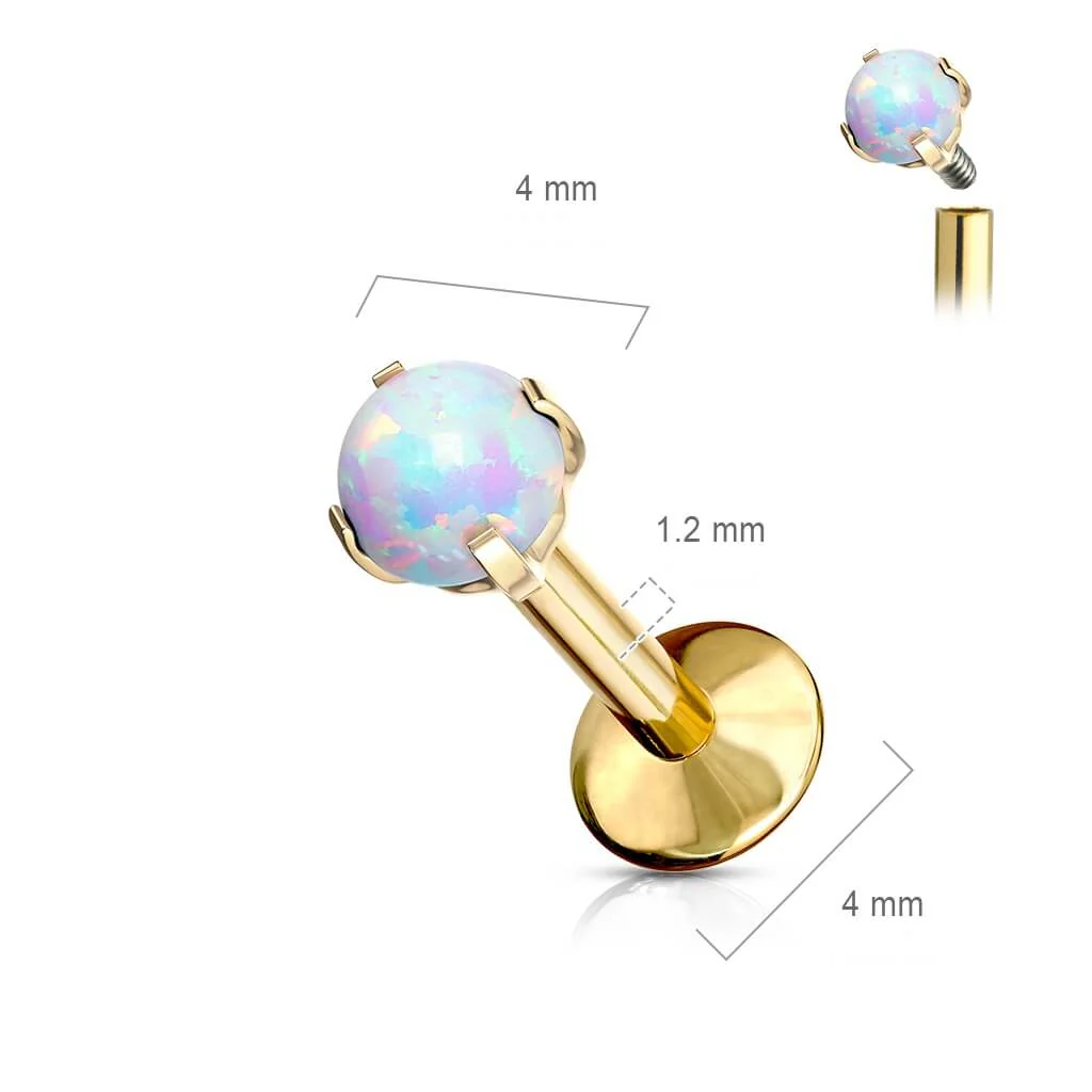 Titane Labret Bille Opale Argent Filetage Interne - Image 3
