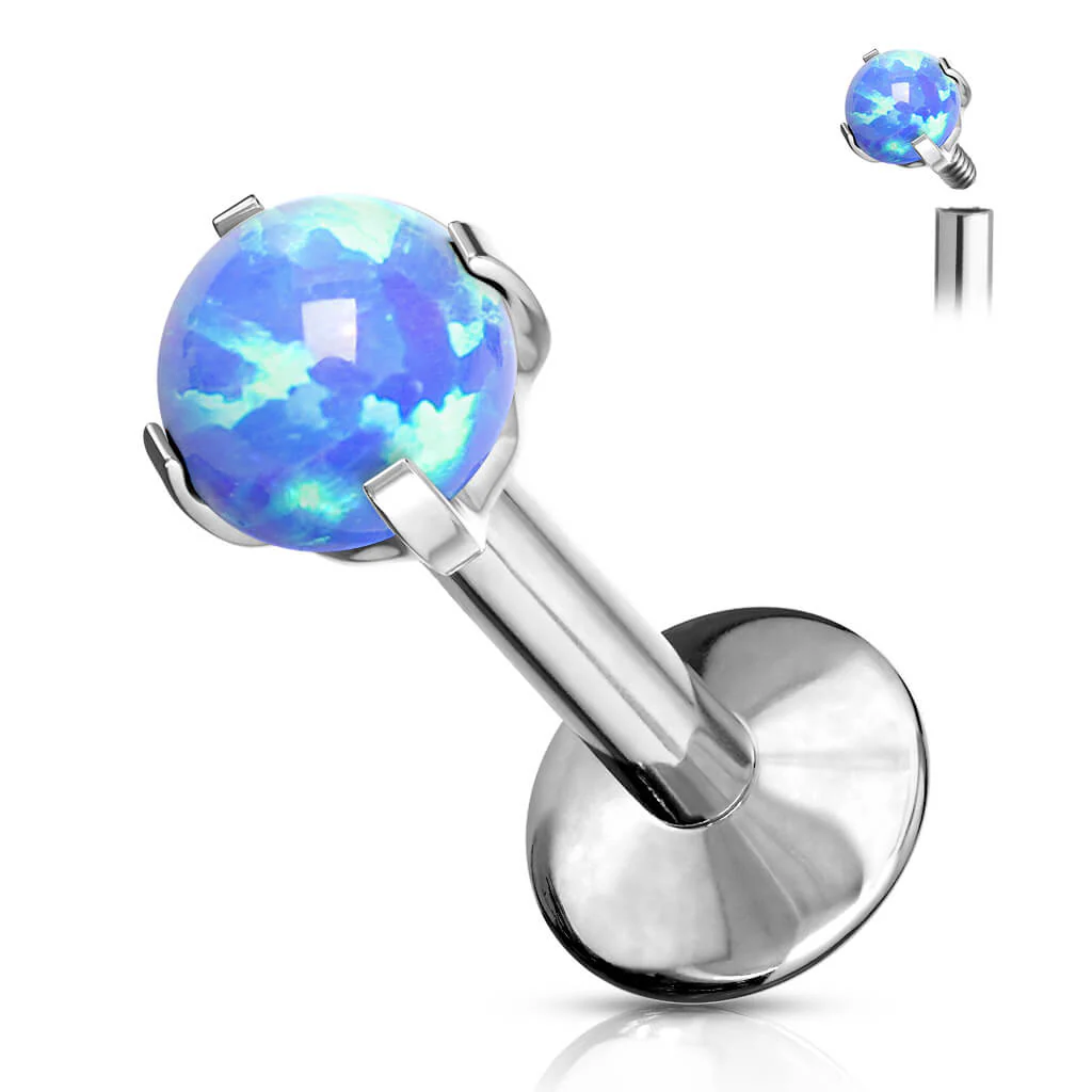 Titane Labret Bille Opale Argent Filetage Interne - Image 4