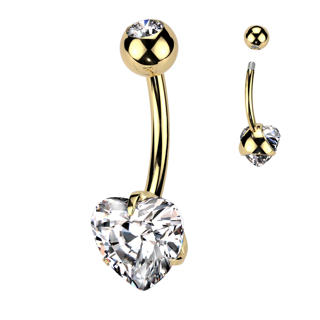 Titane Piercing Nombril Cœur Zircone - Image 12