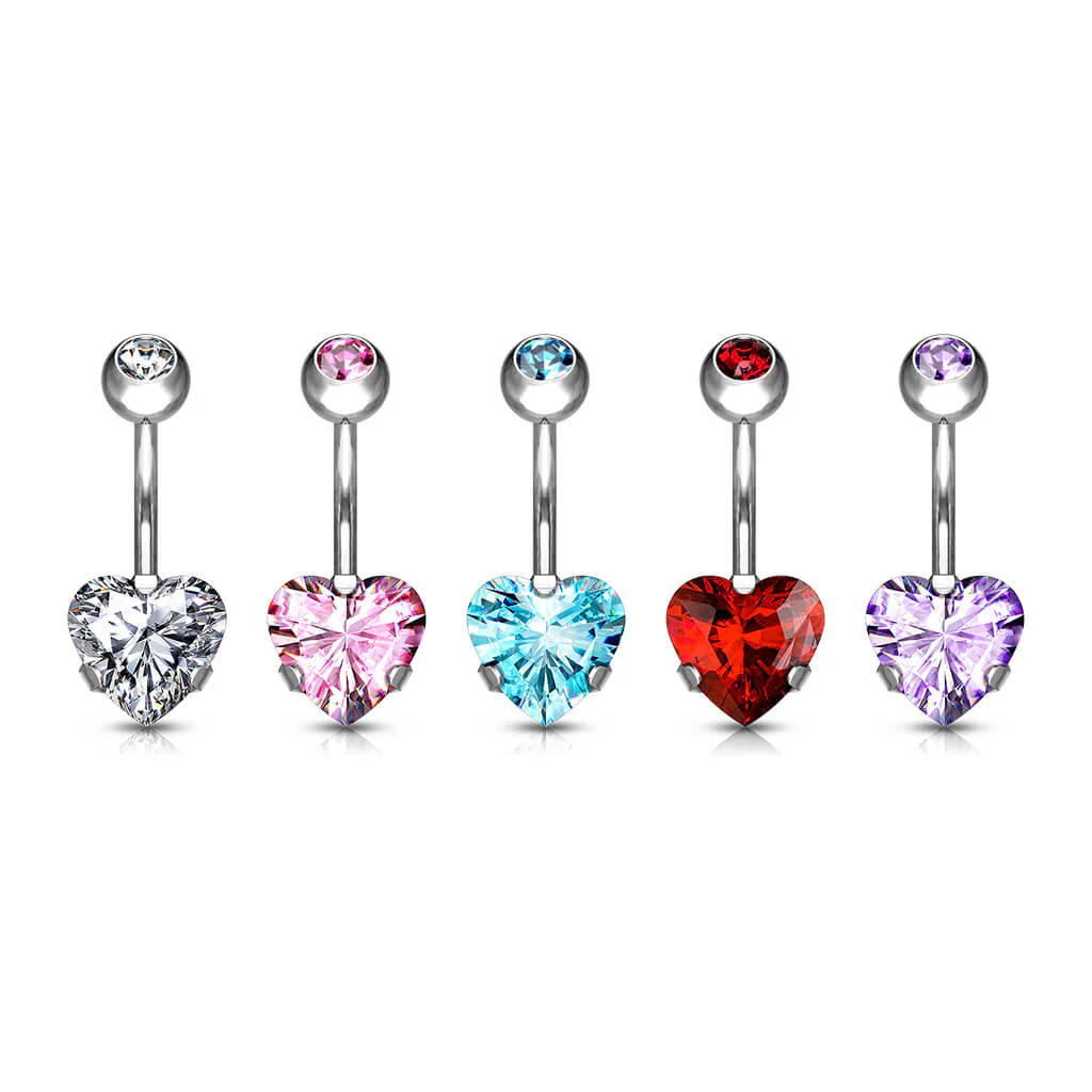 Titane Piercing Nombril Cœur Zircone - Image 3
