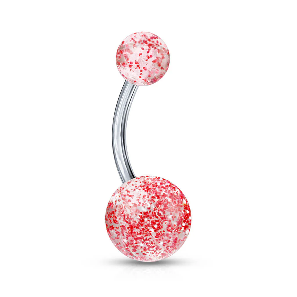 Titane Piercing Nombril Bille Acrylique Ultra Pailletée - Image 11