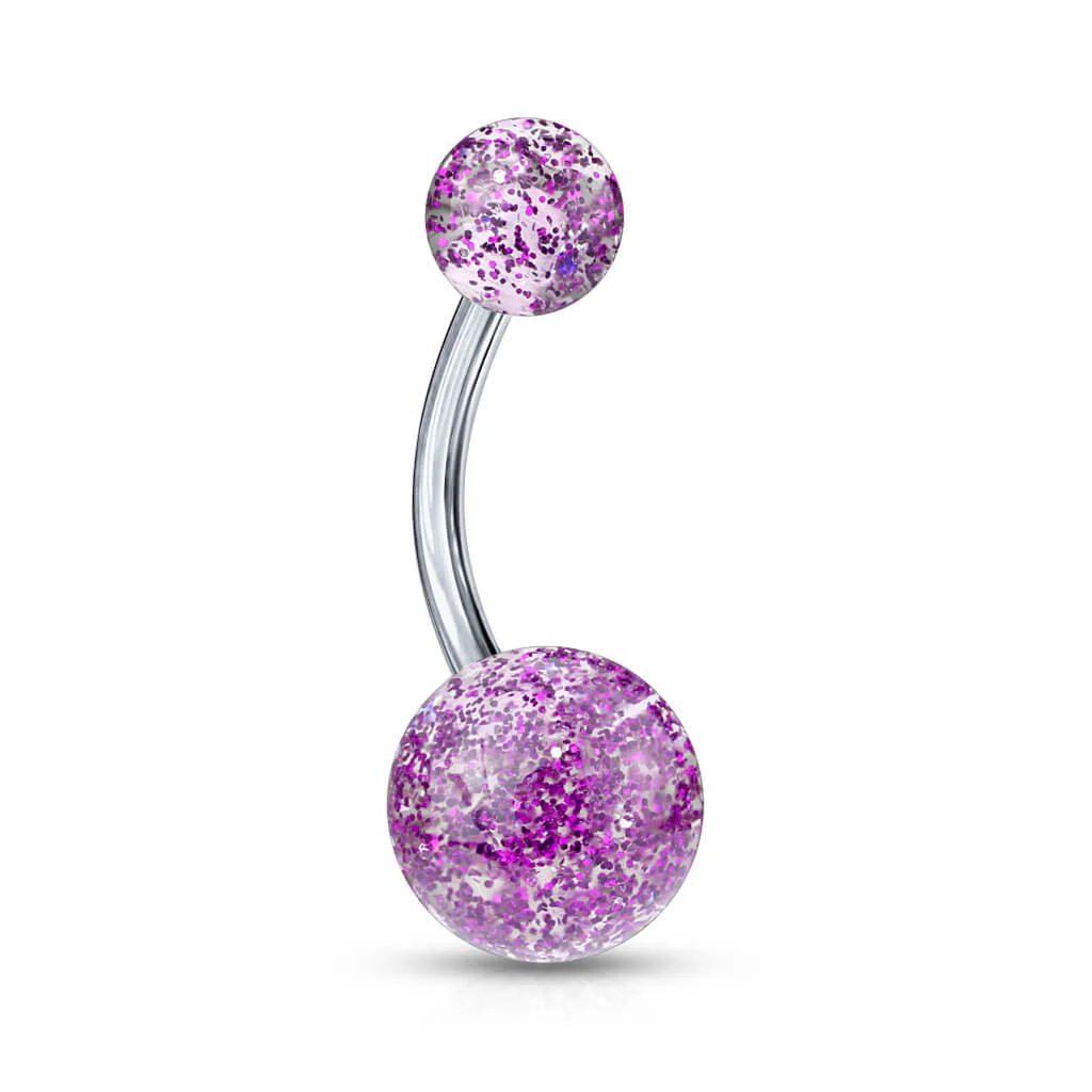 Titane Piercing Nombril Bille Acrylique Ultra Pailletée - Image 2