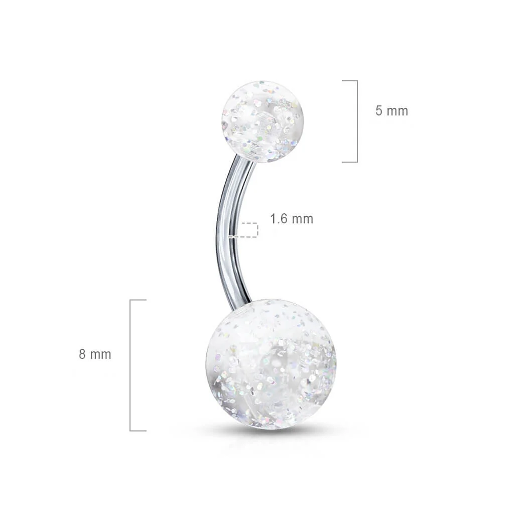 Titane Piercing Nombril Bille Acrylique Ultra Pailletée - Image 3