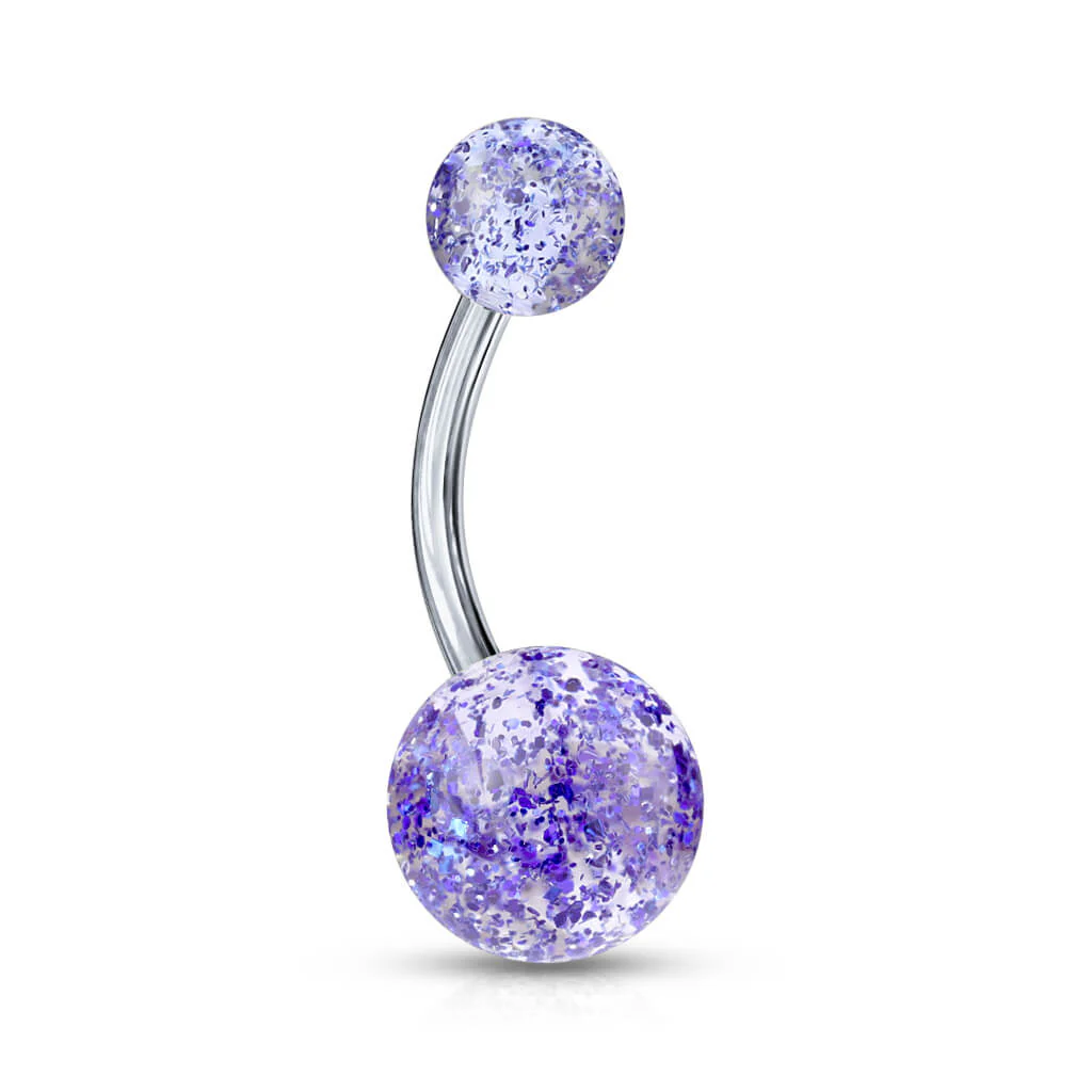 Titane Piercing Nombril Bille Acrylique Ultra Pailletée - Image 4