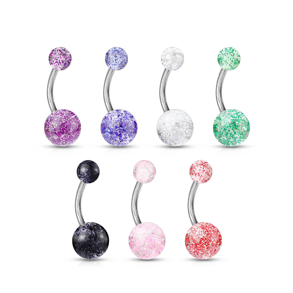 Titane Piercing Nombril Bille Acrylique Ultra Pailletée - Image 5