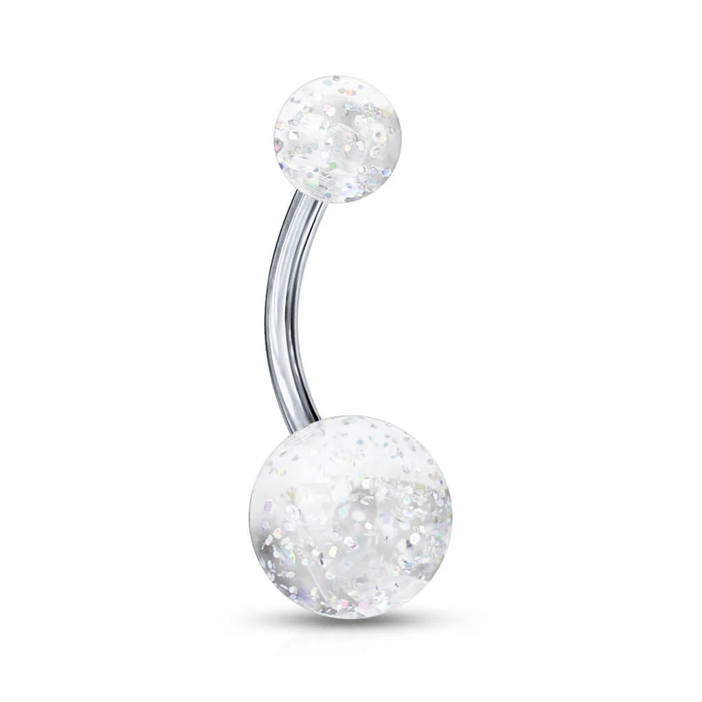 Titane Piercing Nombril Bille Acrylique Ultra Pailletée - Image 6