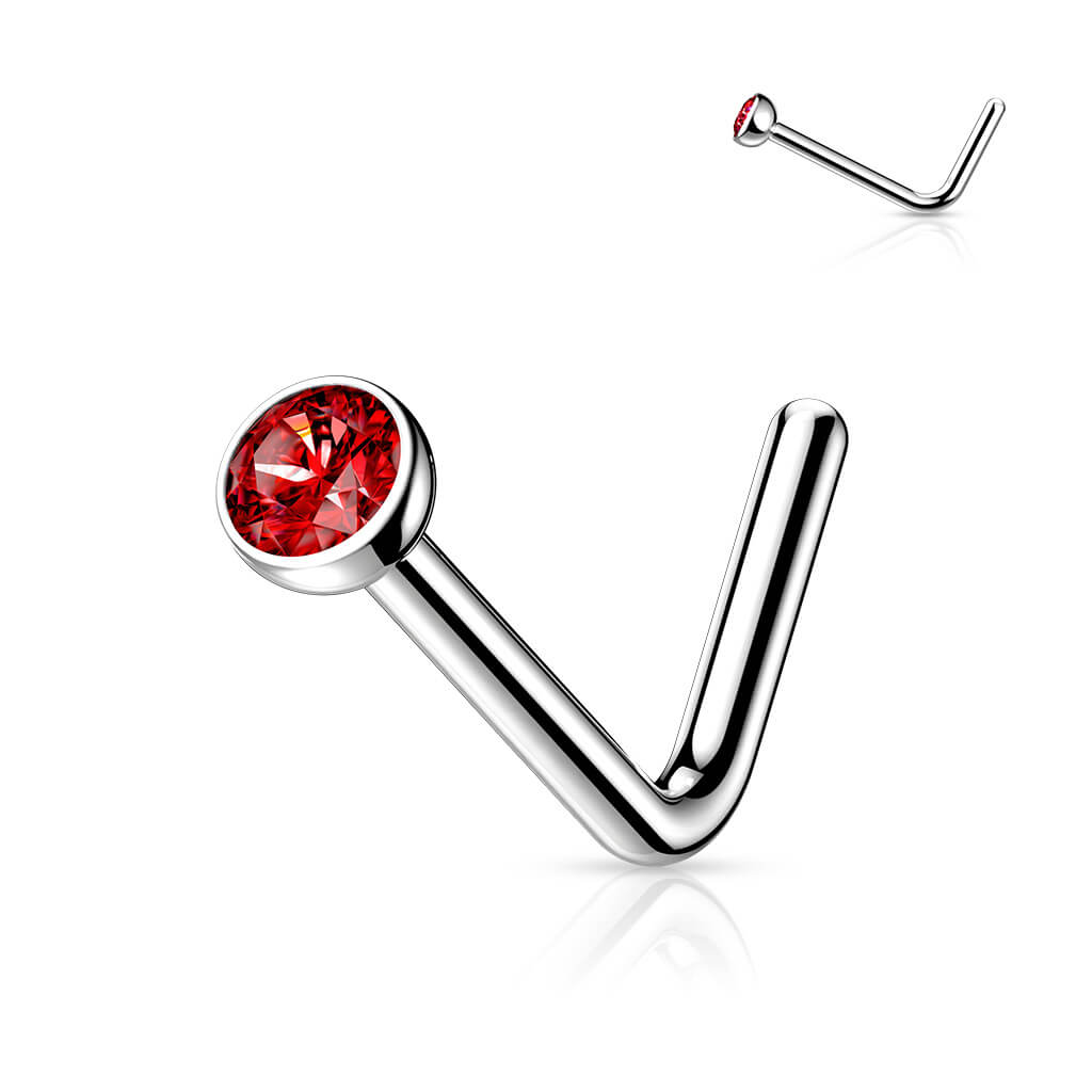 Titane Nez En Forme de L Zircone Ronde Argent - Image 11