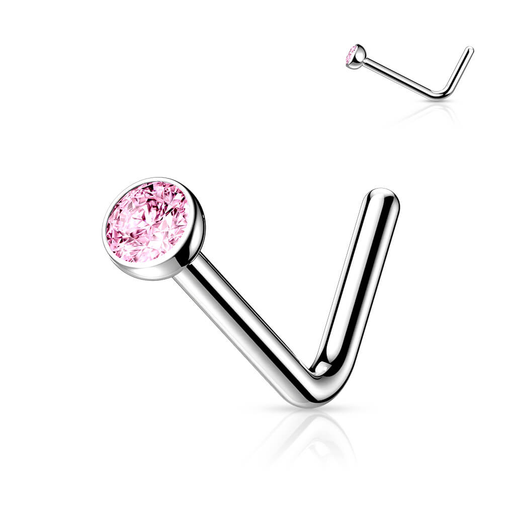 Titane Nez En Forme de L Zircone Ronde Argent - Image 9