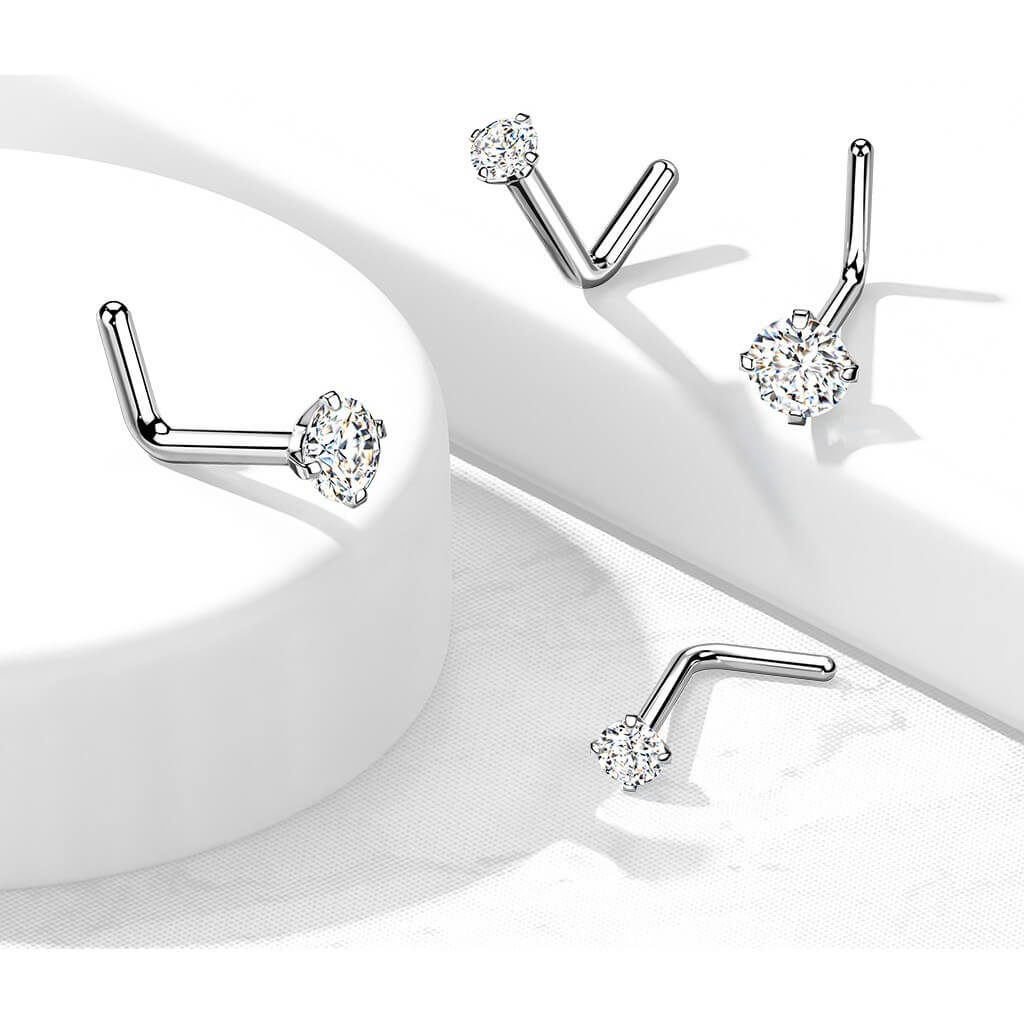 Titane Nez En Forme de L Zircone Ronde Argent - Image 4