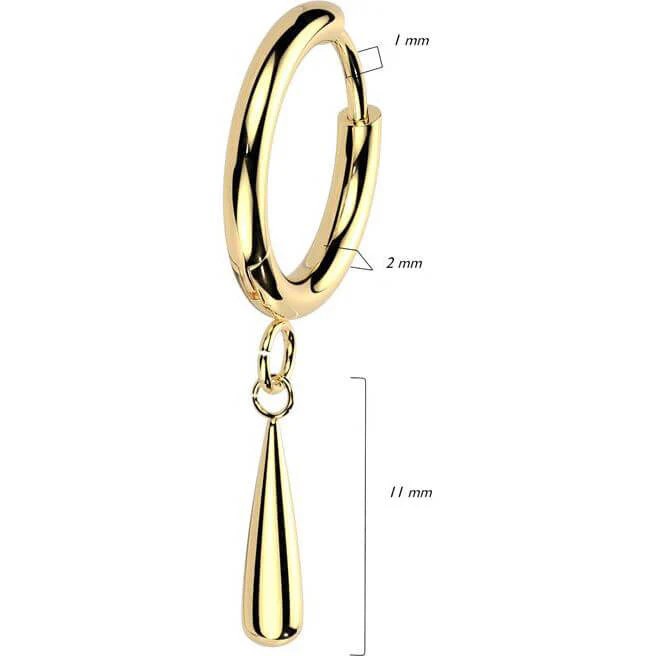 Titane Boucle d'Oreille Pendentif Larme Segment - Image 2