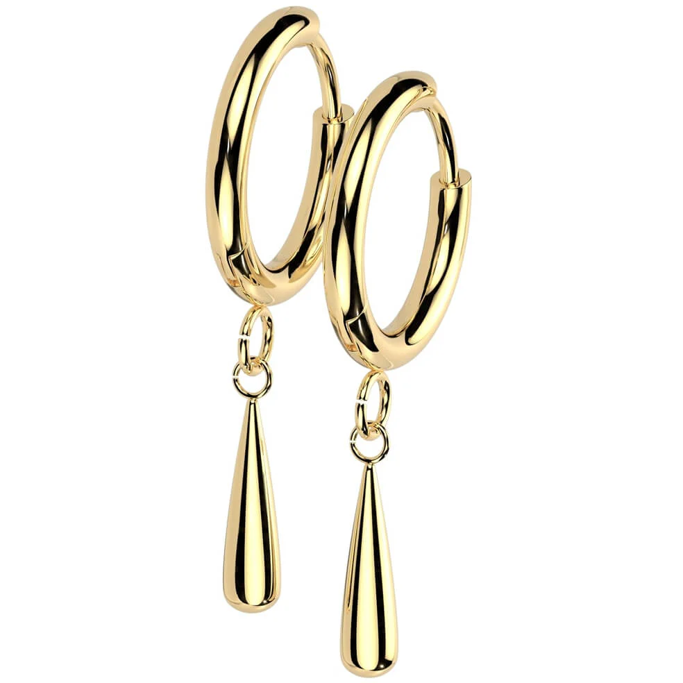 Titane Boucle d'Oreille Pendentif Larme Segment - Image 3