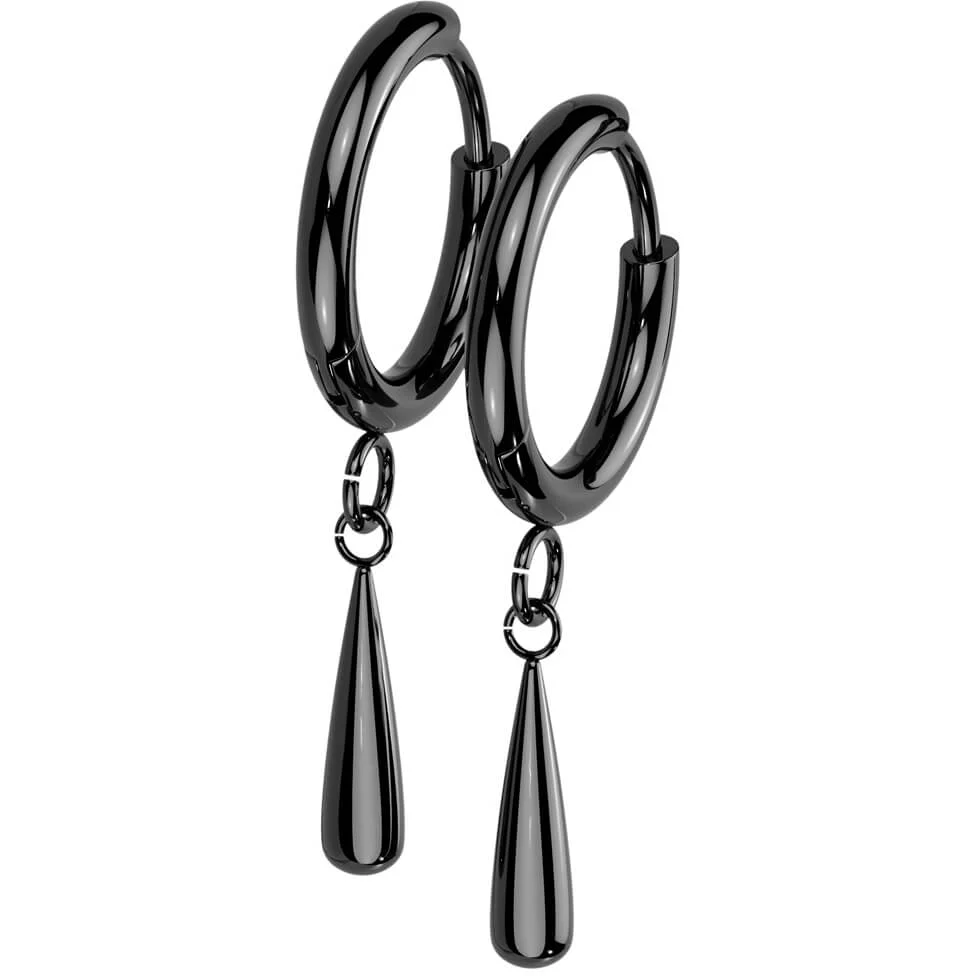 Titane Boucle d'Oreille Pendentif Larme Segment - Image 4