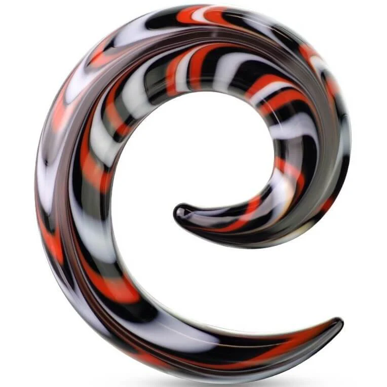 Verre Écarteur Spirale Verre Taper Spirale Noir Rouge et Blanc