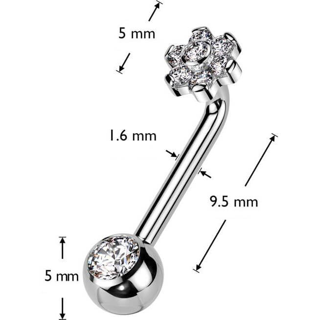Titane Piercing Fleur Christina Filetage Interne - Image 2
