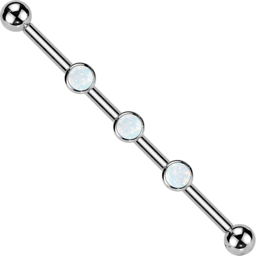 Titane Barre industriel 3 pierres en zircone opale assemblée sur monture Filetage Interne - Image 7