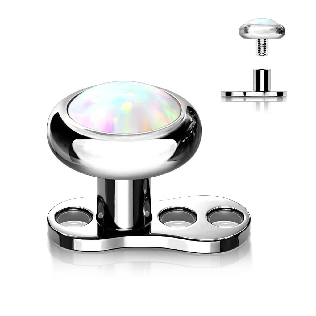Titane Ancre Dermale Ancre Dermal Opale Plate Argent 2mm Filetage Interne - Image 4