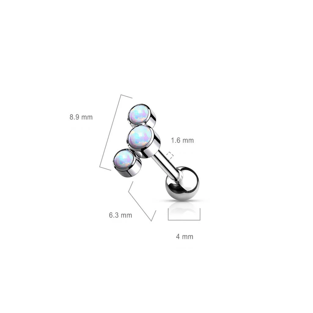 Titane Barre 3 Opales Argent Filetage Interne - Image 3