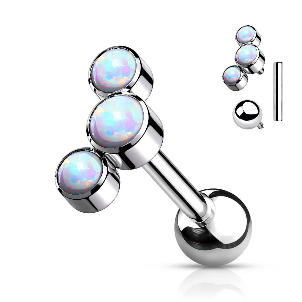 Titane Barre 3 Opales Argent Filetage Interne - Image 4