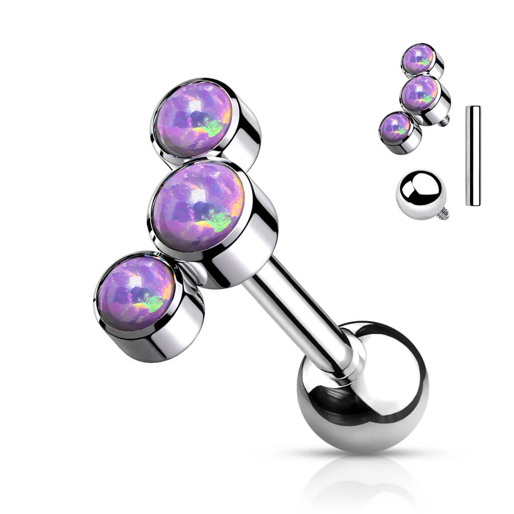Titane Barre 3 Opales Argent Filetage Interne - Image 6