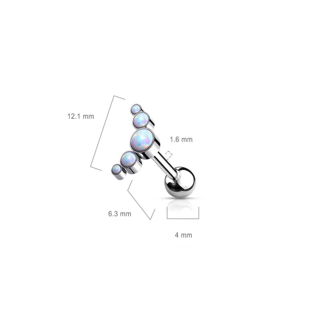 Titane Barre 5 Opales Argent Filetage Interne - Image 3