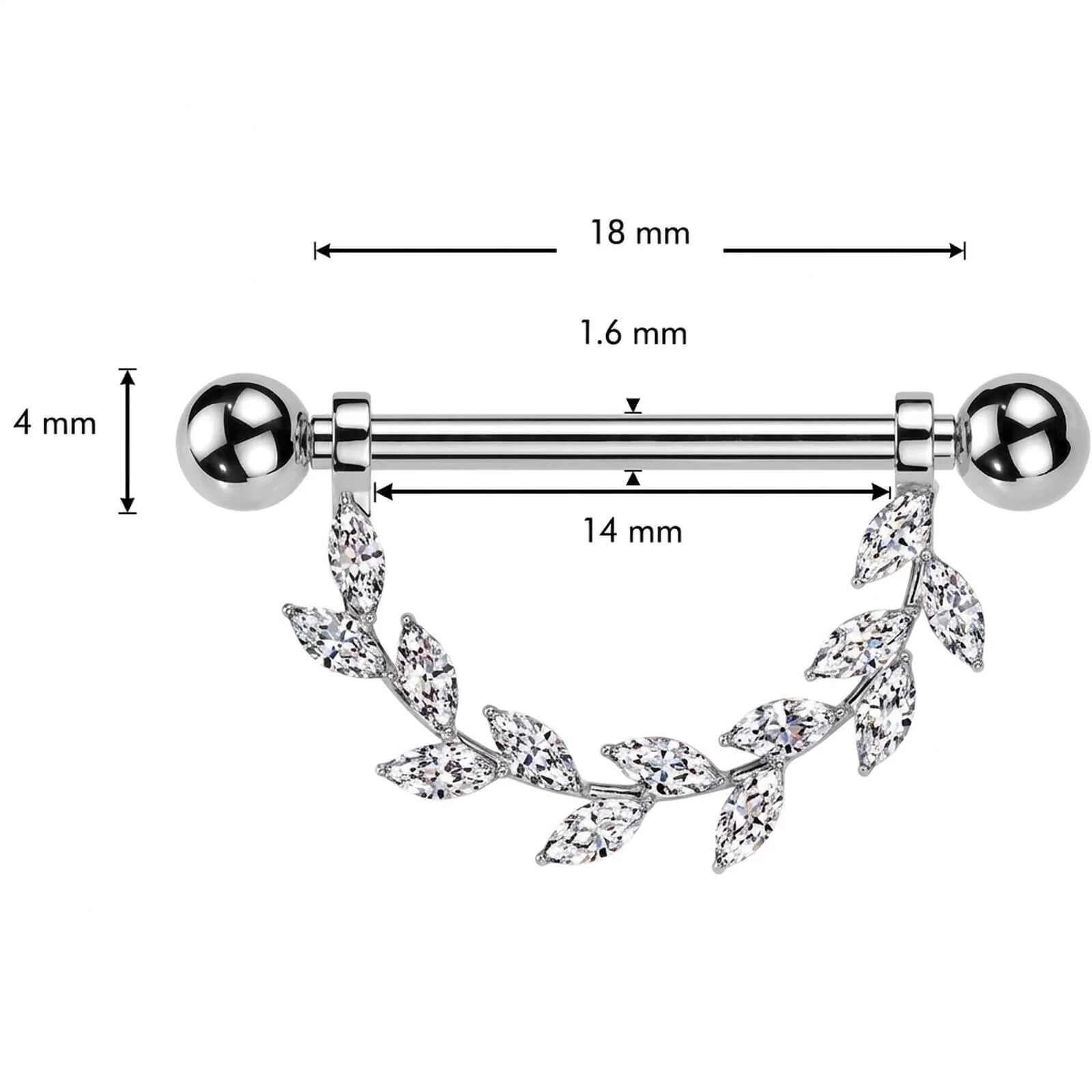 Titane Téton feuilles zircones Filetage Interne - Image 2