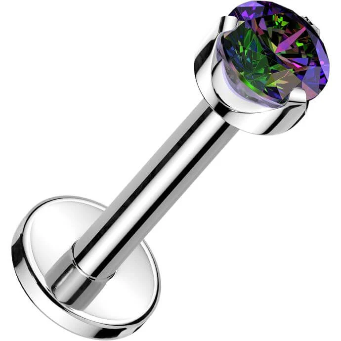 Titane Labret serti griffe rond Zircone Filetage Interne - Image 9