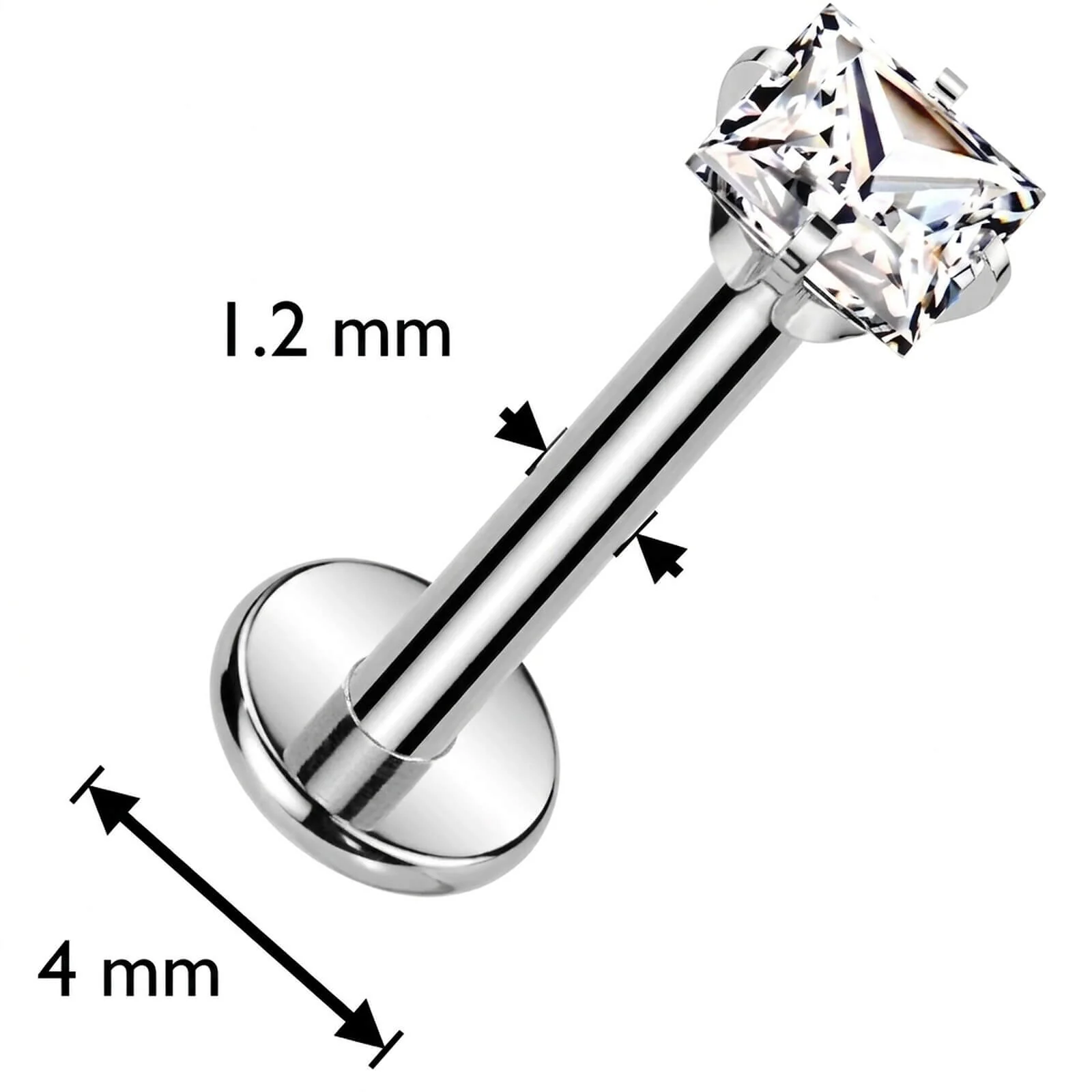 Titane Labret Carré zircone Filetage Interne - Image 2