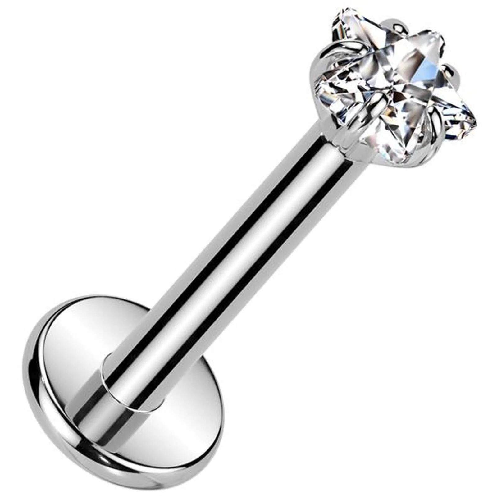 Titane Labret étoile zircone Filetage Interne