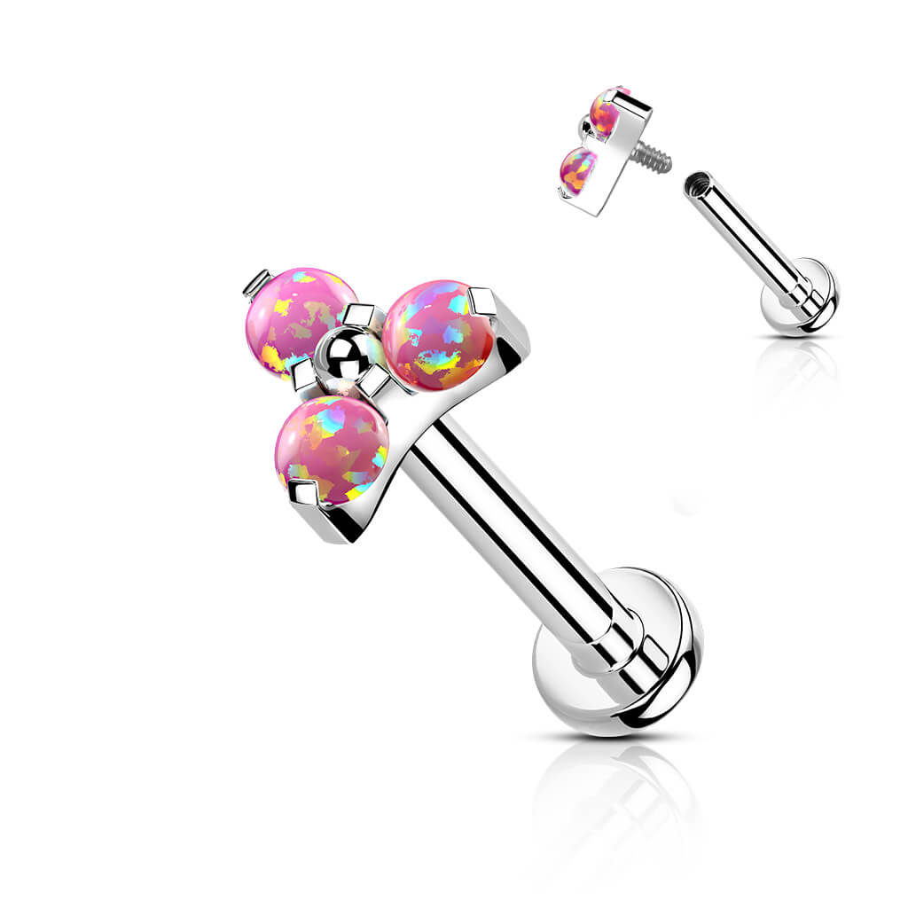 Titane Labret Triangle Opale Argent Filetage Interne - Image 6
