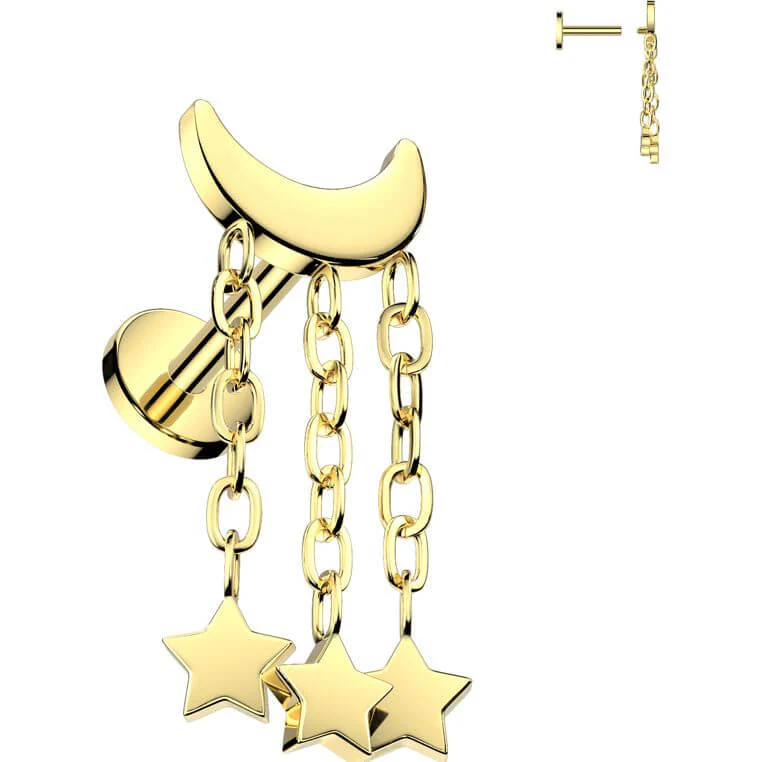 Titane Labret étoiles lunaires pendentif Filetage Interne - Image 4