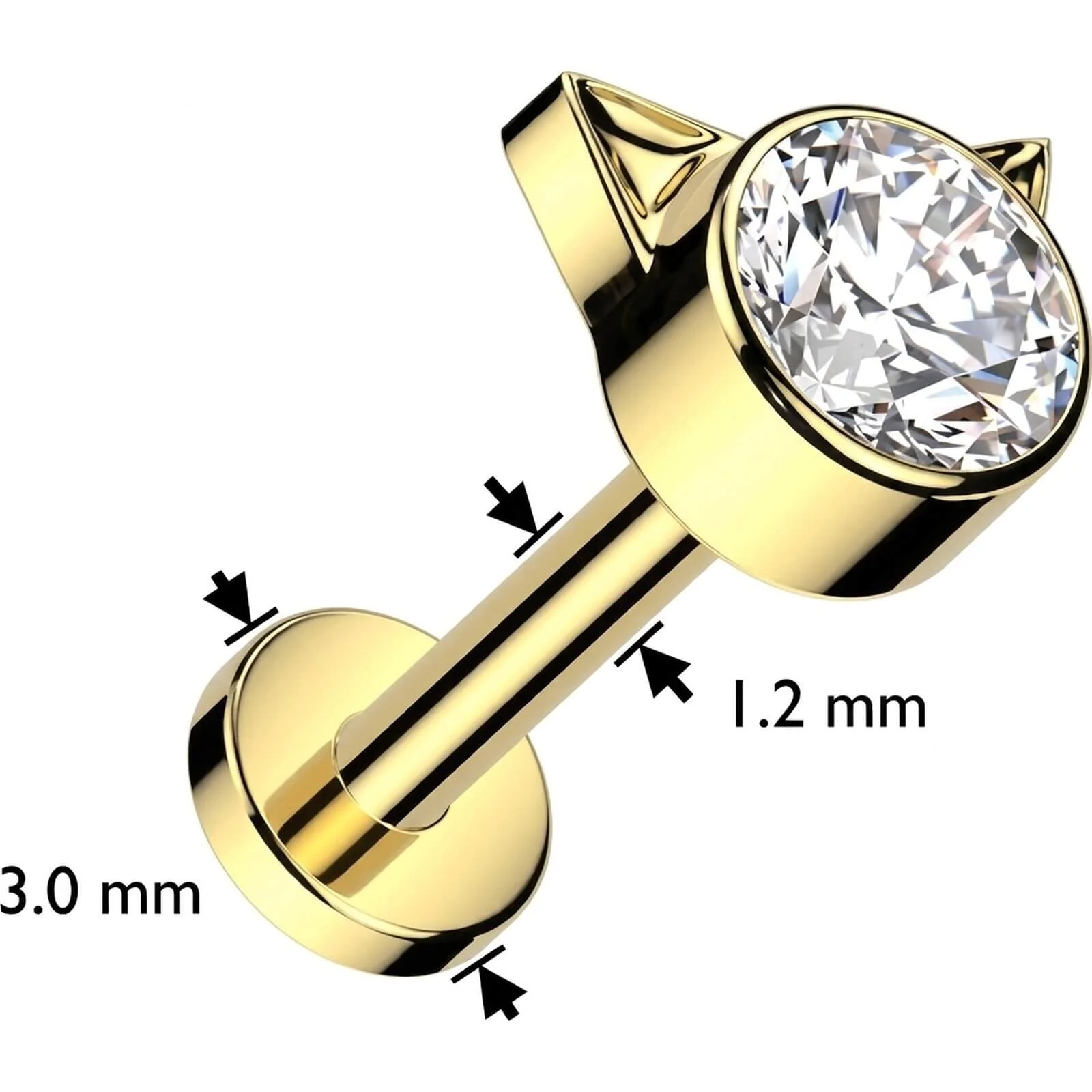 Titane Labret chat zircone Filetage Interne - Image 2